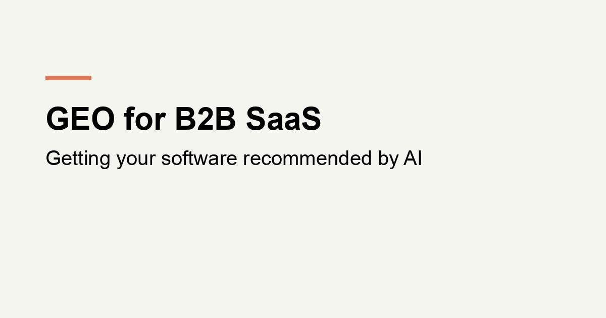 Title card reading GEO for B2B SaaS, from kubnalbridge.com
