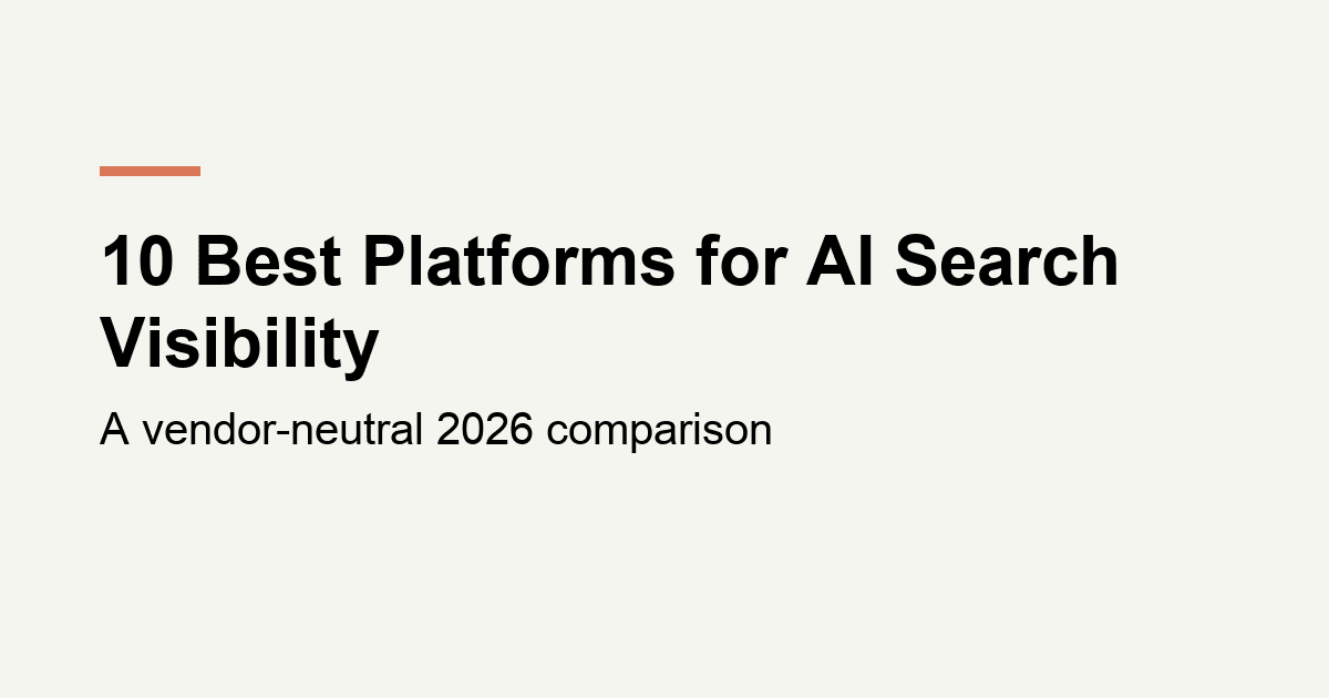 Title card reading 10 Best Platforms for AI Search Visibility, from kubnalbridge.com